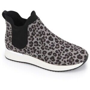 Kenneth Cole Reaction Women Gray Cheetah Print Cameron Chelsea Bootie 6.5